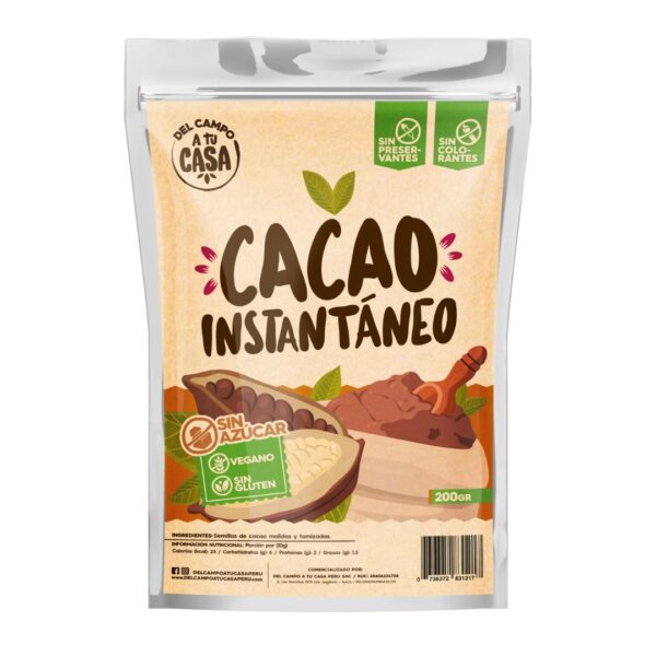 Cacao organico sin azucar 200gr