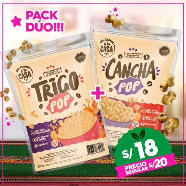 Pack duo: cancha pop + trigo pop